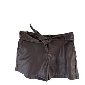 Zara Kids Girl Brown Faux Leather Pockets Tie Front Shorts Size 2 Year Old